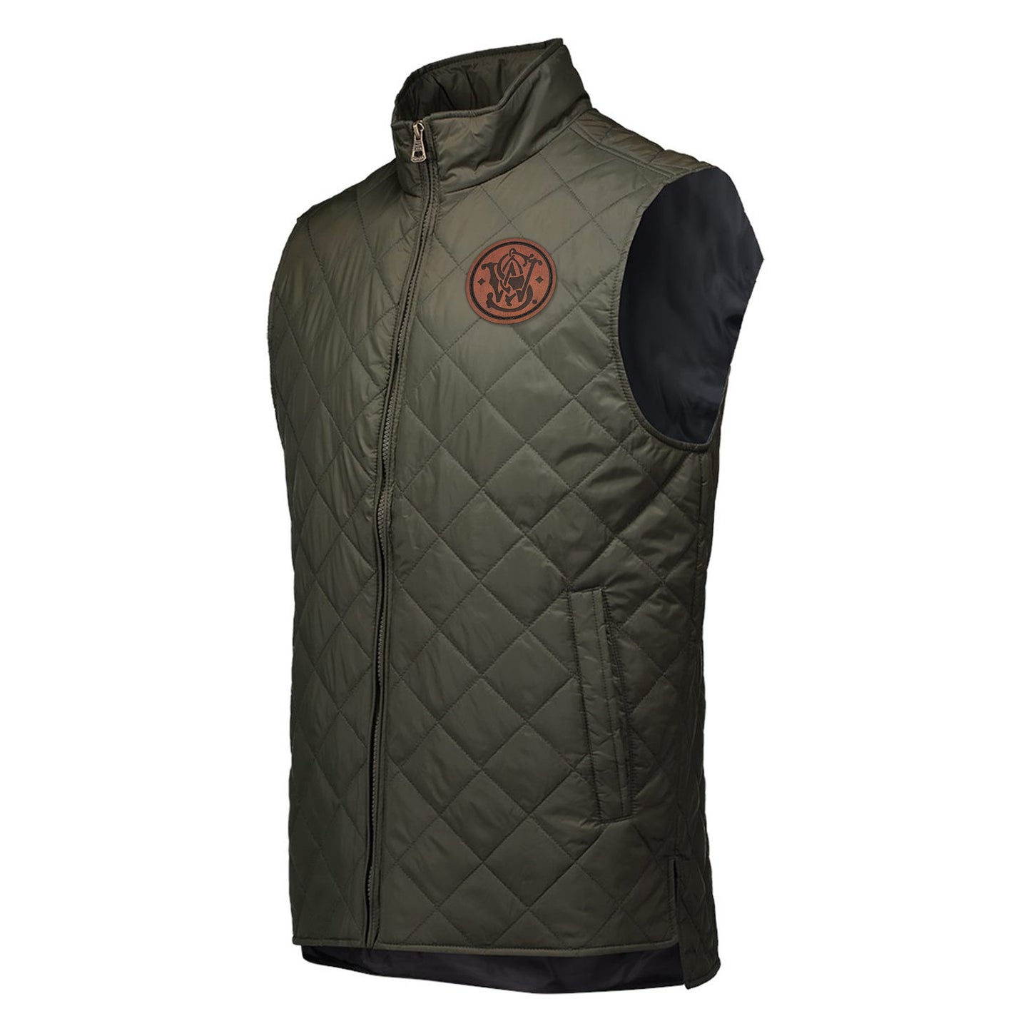 Leather Patch Men's Vintage Diamond Quilted Vest
