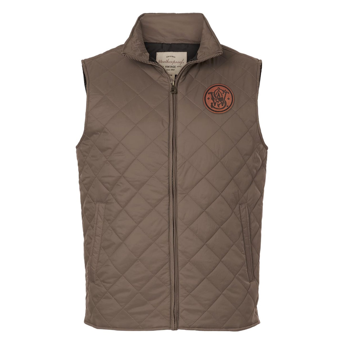 Leather Patch Men's Vintage Diamond Quilted Vest