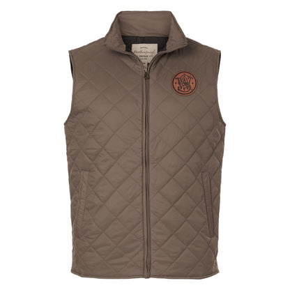 Leather Patch Men's Vintage Diamond Quilted Vest