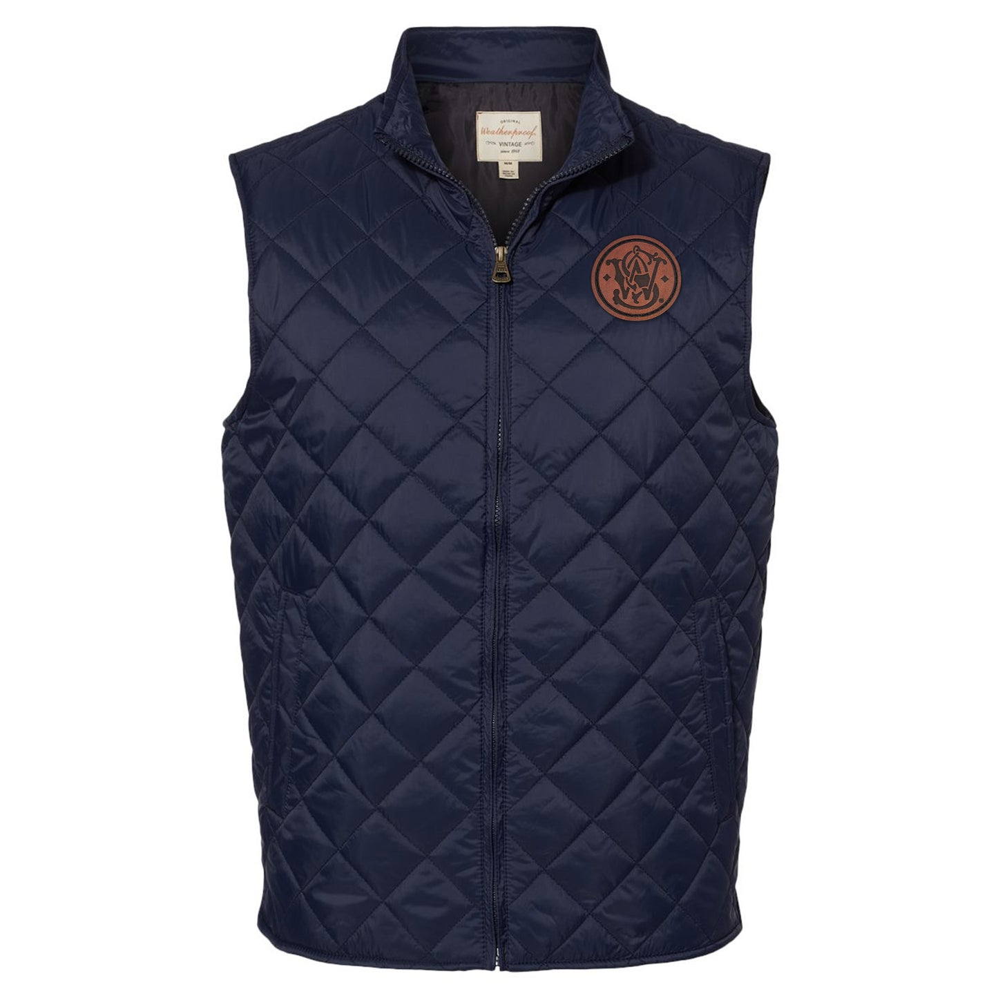 Leather Patch Men's Vintage Diamond Quilted Vest